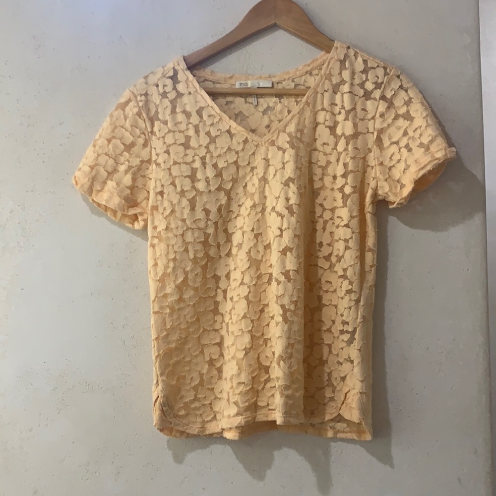 Maje V neck top super cute beige/yellow